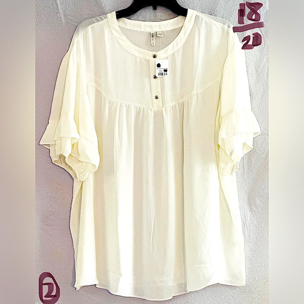 CATO LADIES Sheer CUTE Cream Blouse.